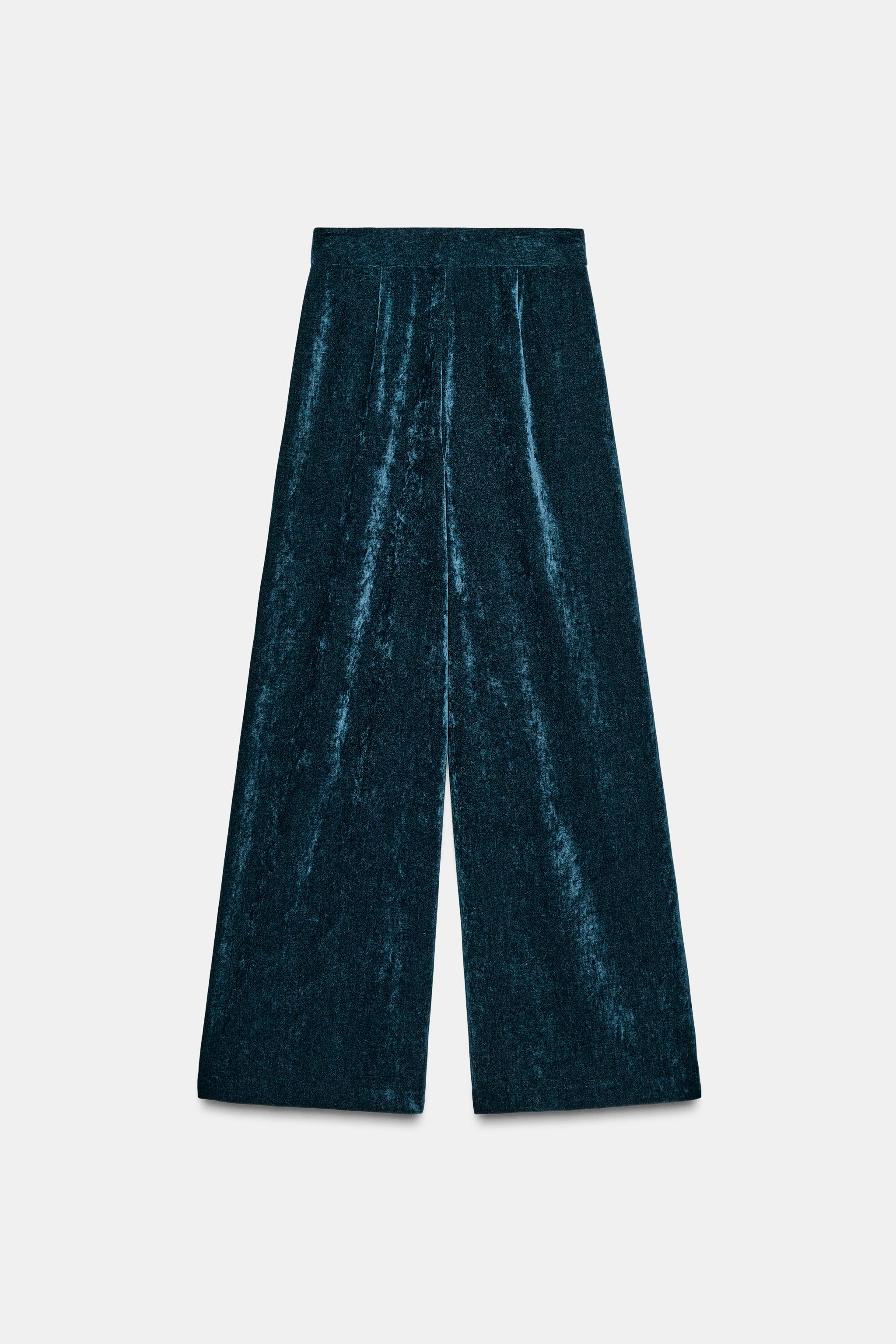 VELVET WIDE LEG PANTS